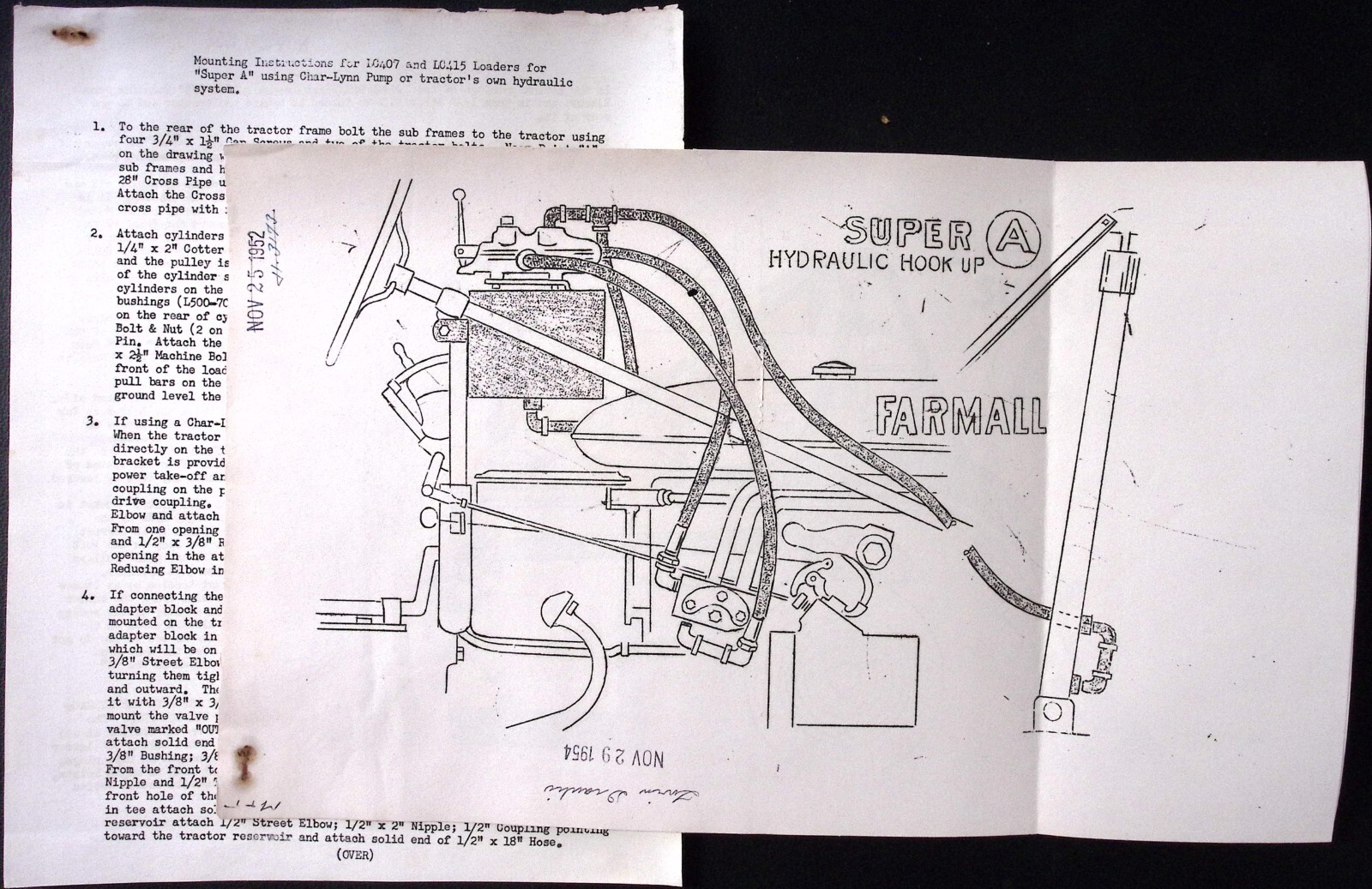 1954 Farmall Super A Bucket Loader Instructions and Diagram