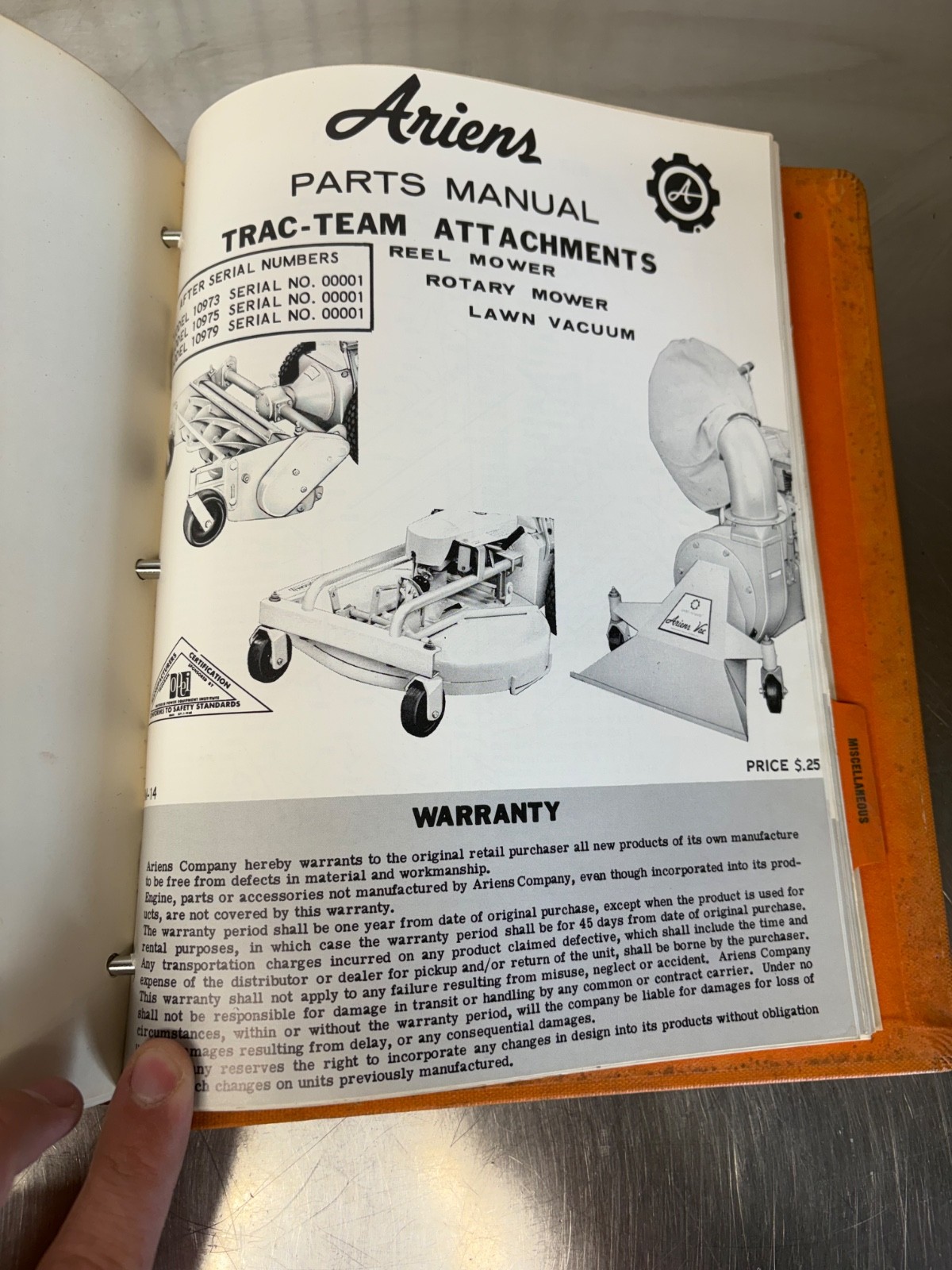 RARE ARIENS Equipment Dealer Service Manual Riding Mower Snow Mobile Tillers
