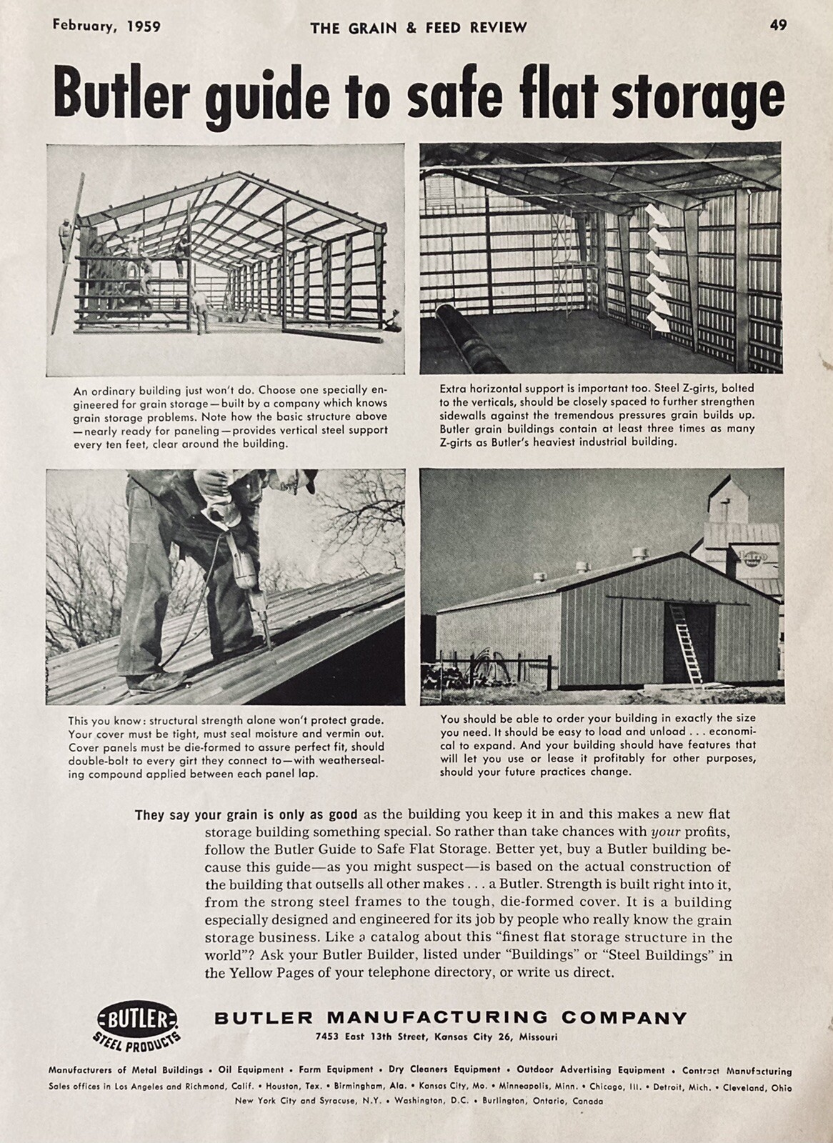 1959 AD.(XH50)~BUTLER MFG. CO. KANSAS CITY, MO. STEEL STORAGE BUILDINGS