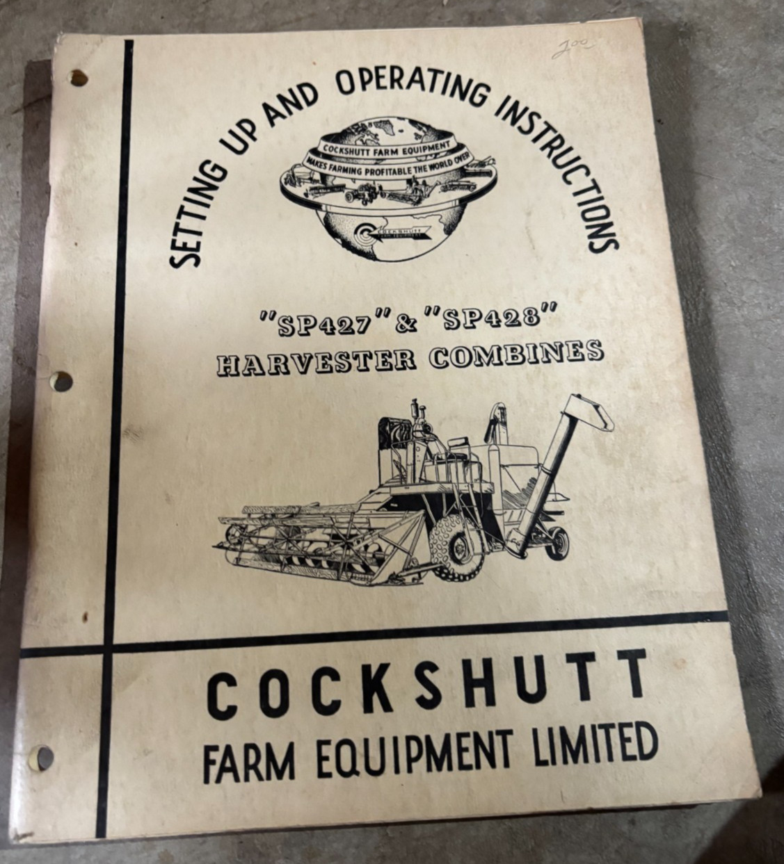 Cockshutt 427 428 Combine Harvester Operator&rsquo;s Manual DCPA26