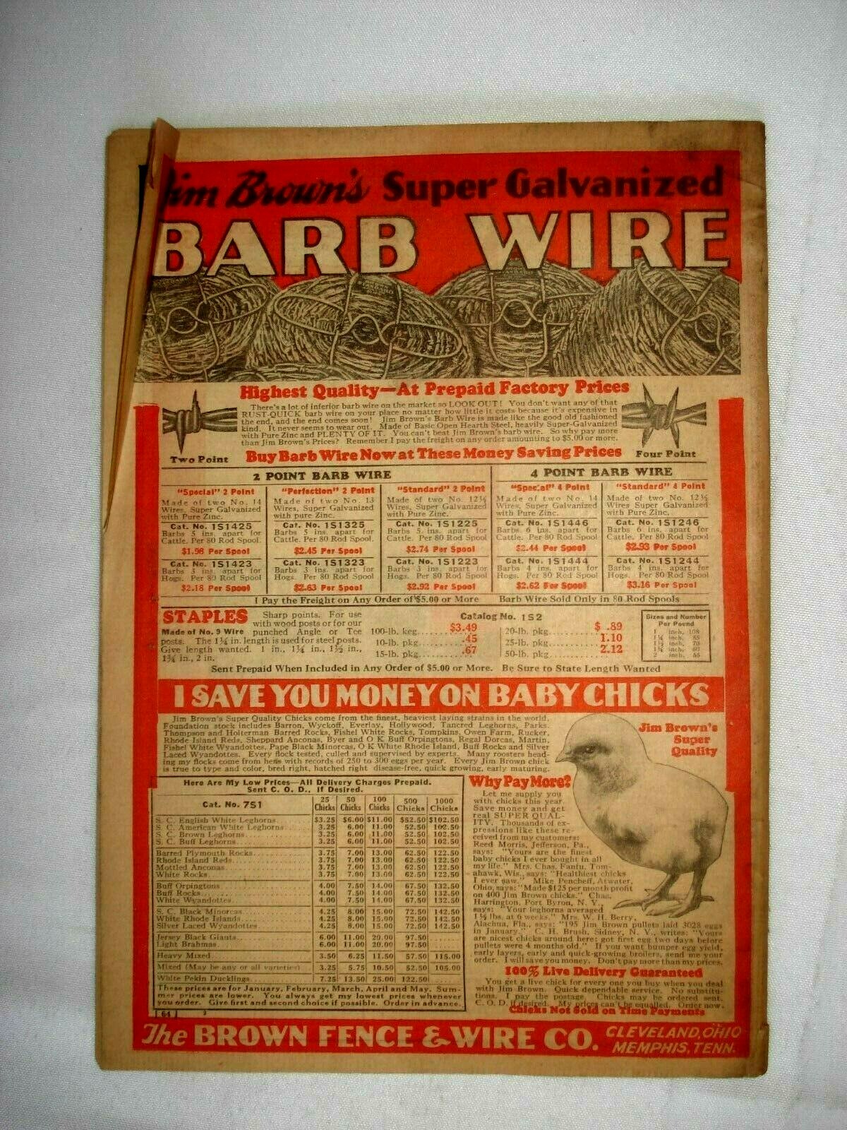 1920&rsquo;S CATALOG BROWN FENCE & WIRE BARGAIN BOOK AGRICULTURAL FARM