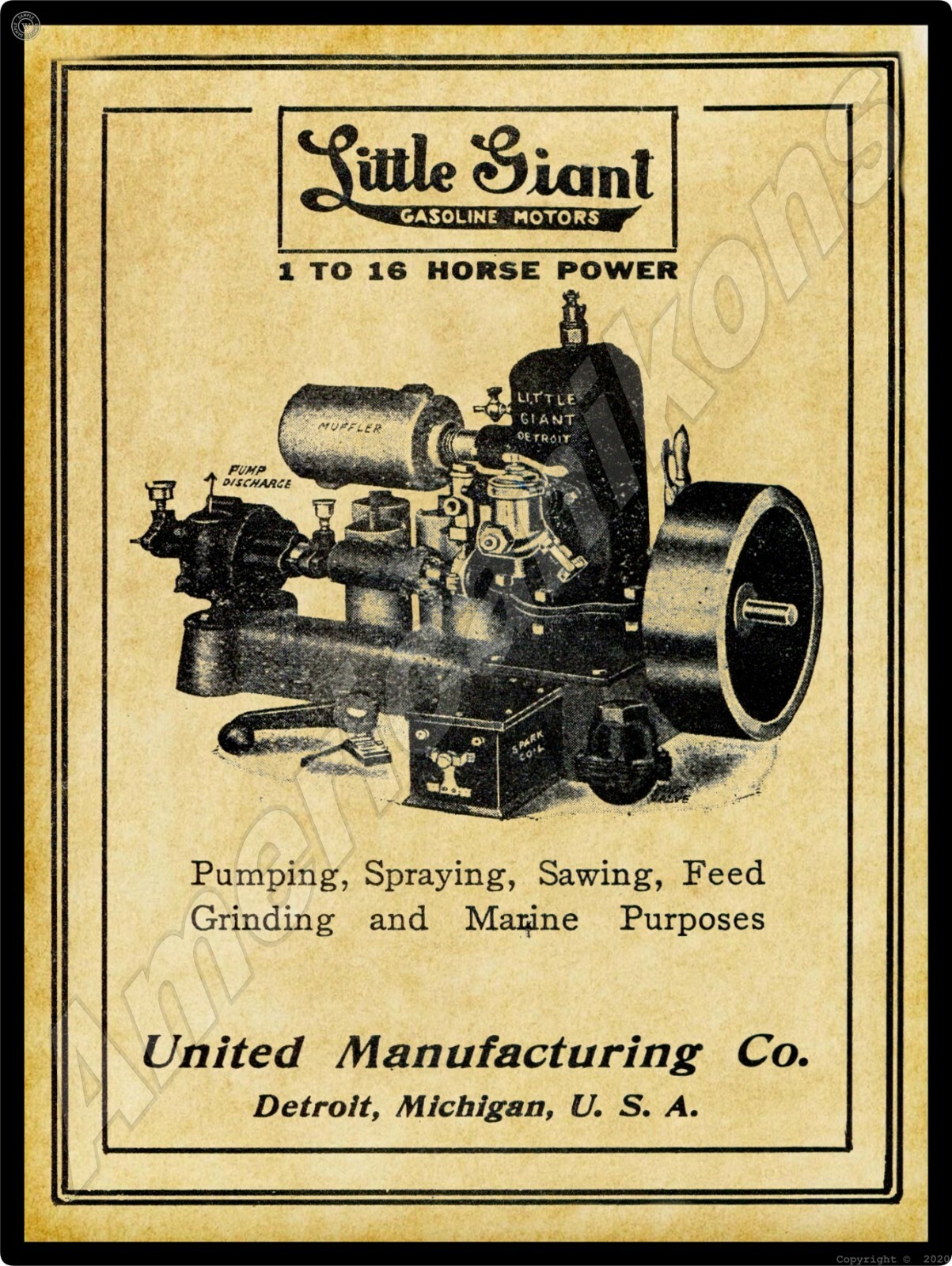 Little Giant Gas Motors, United NEW Metal Sign – 24&Prime;x30&Prime; USA STEEL XL Size 7 lbs