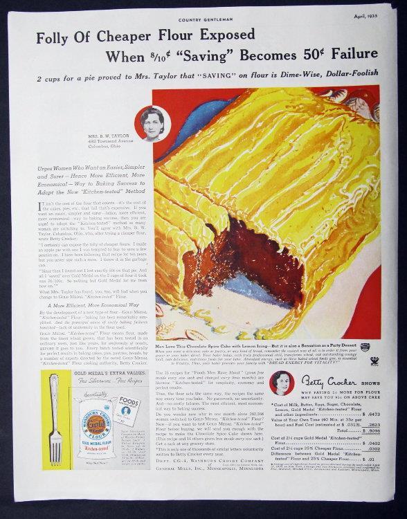 Original 1935 Baking Ad Features Mrs B W Taylor, 482 Townsend Ave Columbus Ohio