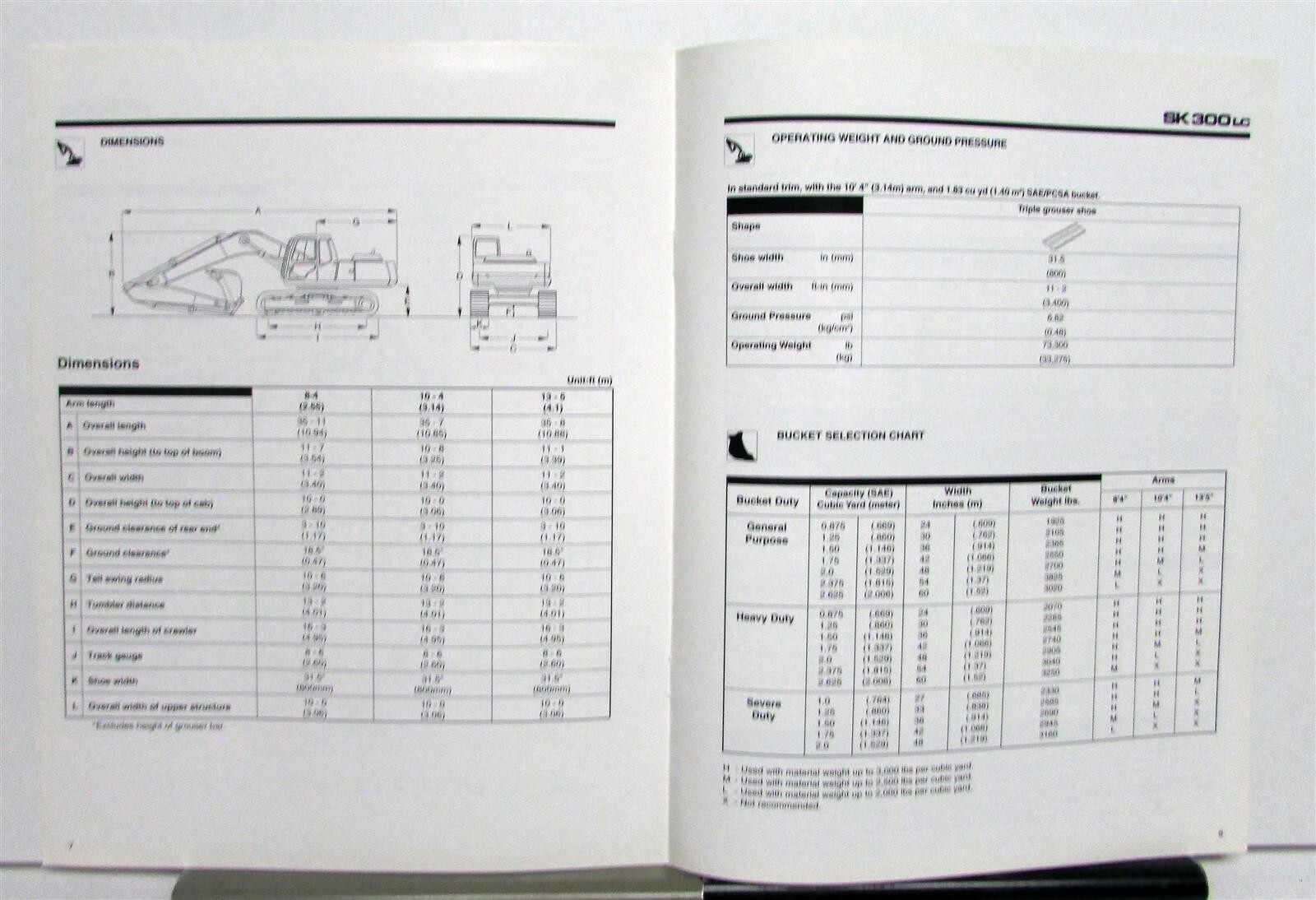 1990s Kobelco SK300 LC Mark IV Excavator Specifications Construction Brochure