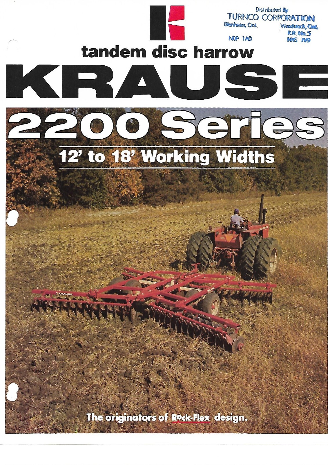 Farm Implement Data Sheet – Krause – 2200 series Disc Harrow – Brochure (F8759)