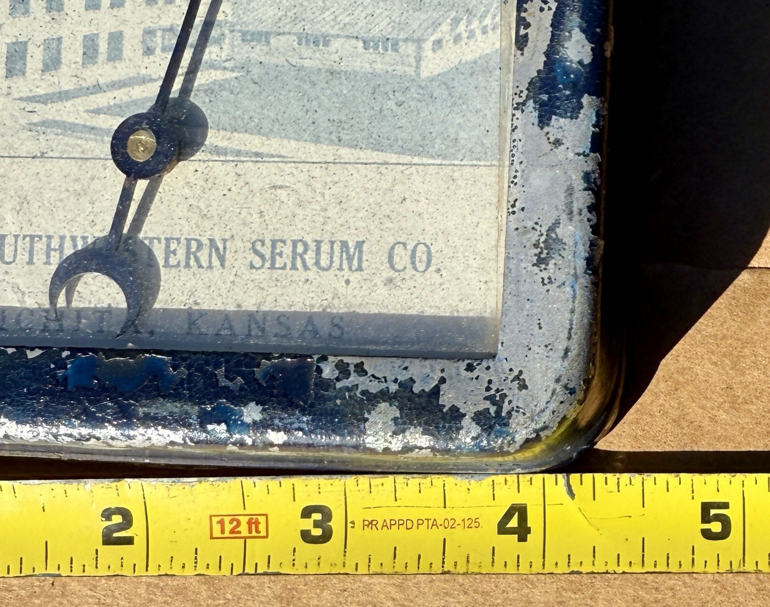 Vintage Southwestern Serum Co. Thermometer Metal Wichita Kansas Farm Agriculture