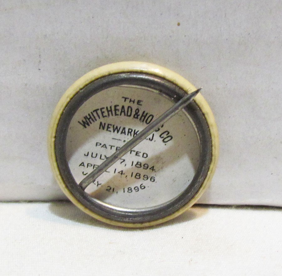 THE BUCHER & GIBBS PLOW CO. 1896 CELLULOID PINBACK BUTTON THE IMPERIAL IS BEST
