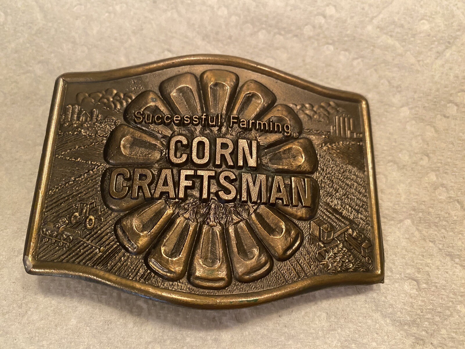 1976 Successful Farming Corn Craftsman Belt Buckle-Meredith Corp-Des Moines IA