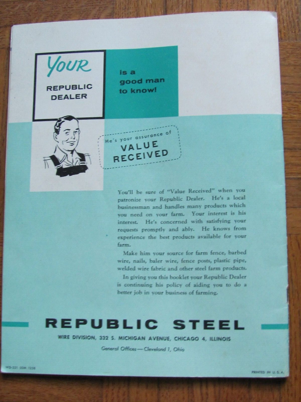 1950&rsquo;s REPUBLIC STEEL WIRE CO FARM FENCING MECHANICS TIPS BROCHURE