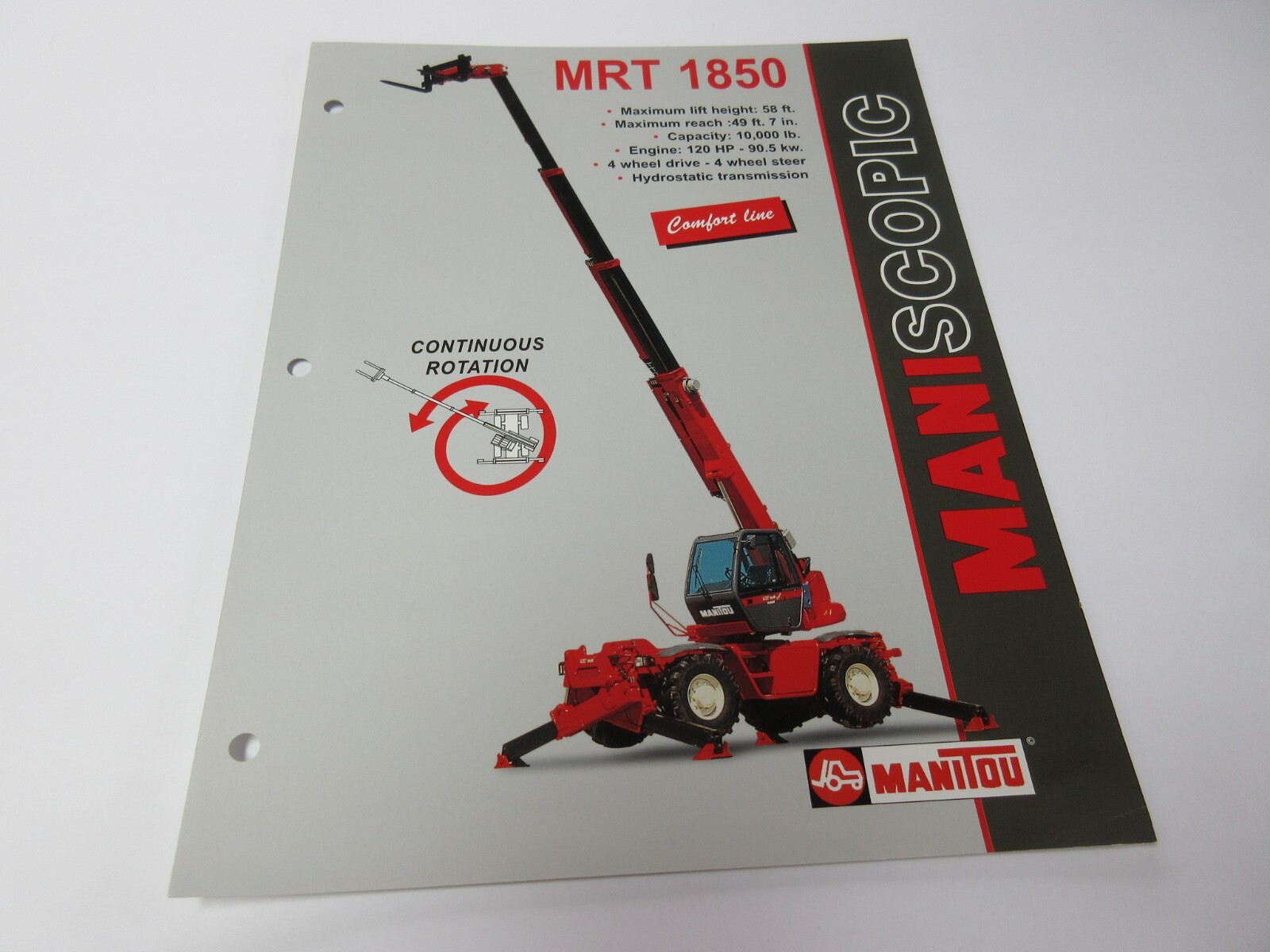 Manitou MRT 1850 Telehandler Brochure 4 Page