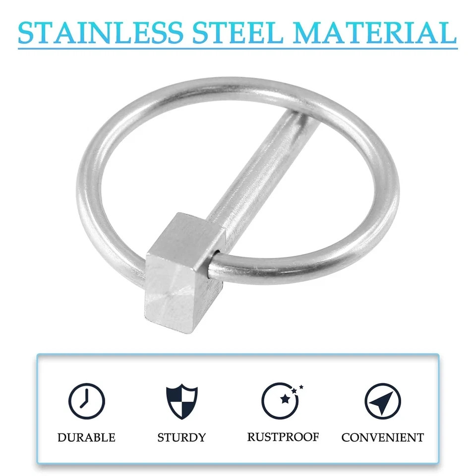 2 Pcs Heavy Duty Lynch Pin, Stainless Steel 3/16&Prime; X 1-1/4&Prime; Linch Pin with Ring f