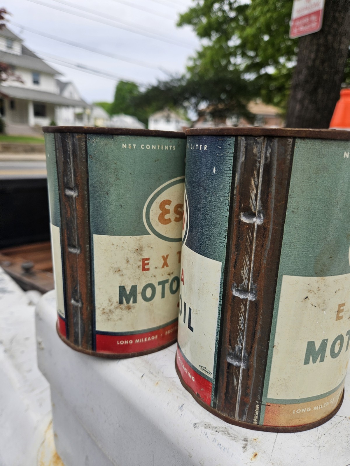 2 ESSO TOP CUT OPEN EMPTY Vintage Metal Cans