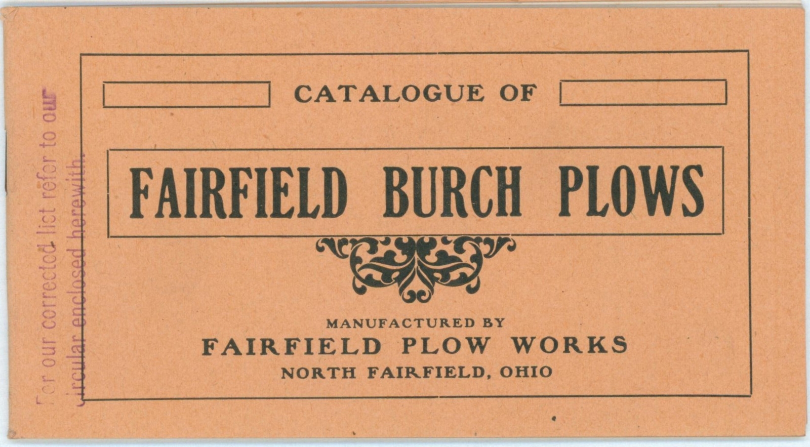 1907 Fairfield Burch Plows Dealer Catalog North Fairfield Ohio Plow Works Farm