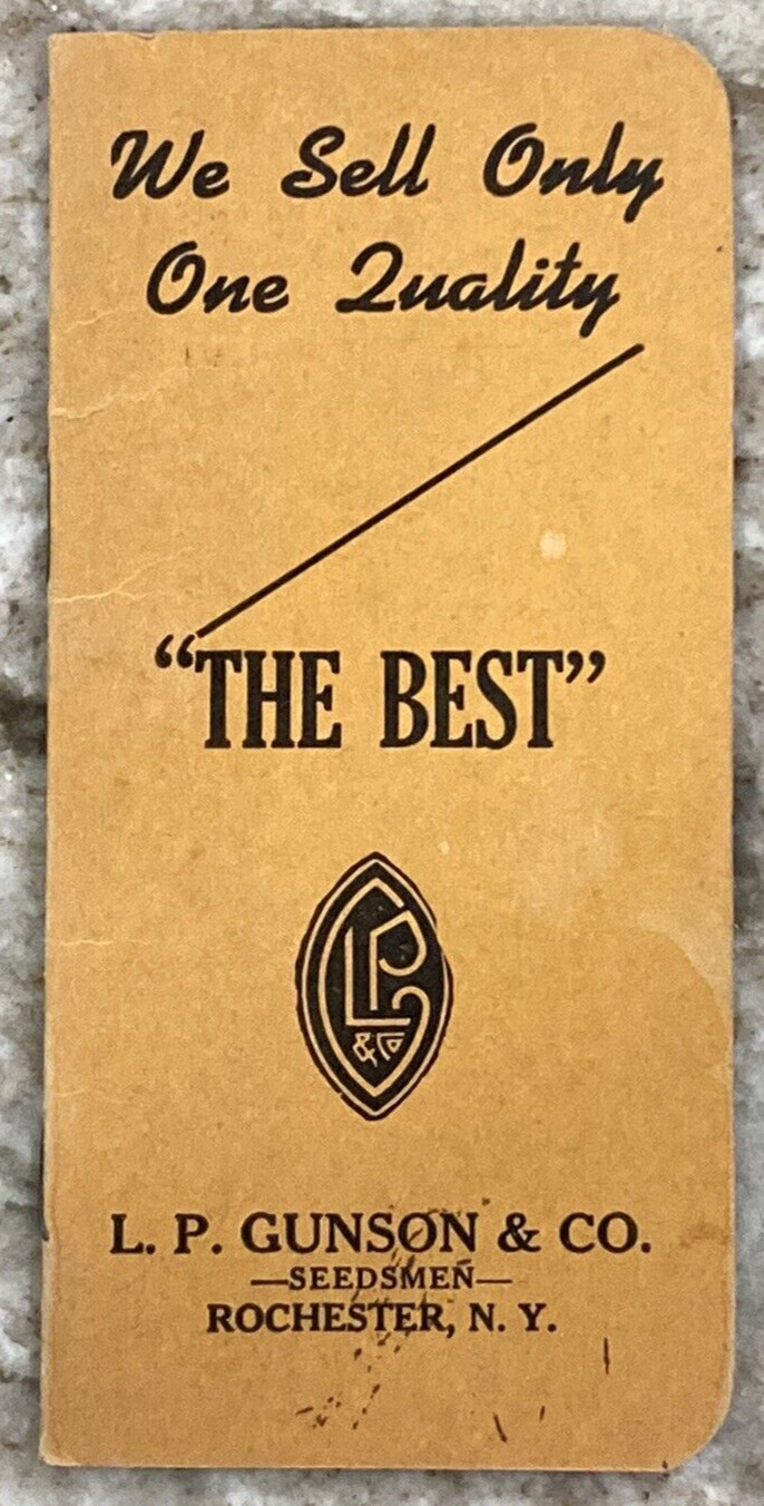 L.P. GUNSON & CO. Rochester NY Farming Seed Memo Booklet 1947 Memo Book A994