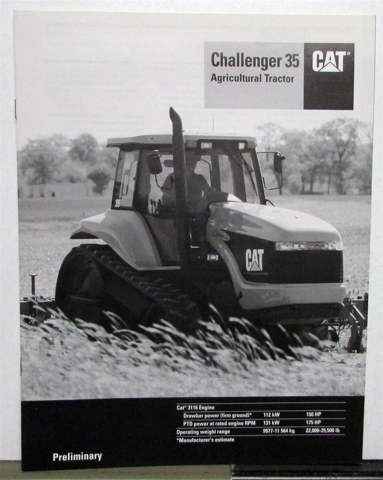 1995 Caterpillar Challenger 35 Articulated Tractor Specs Sales Brochure