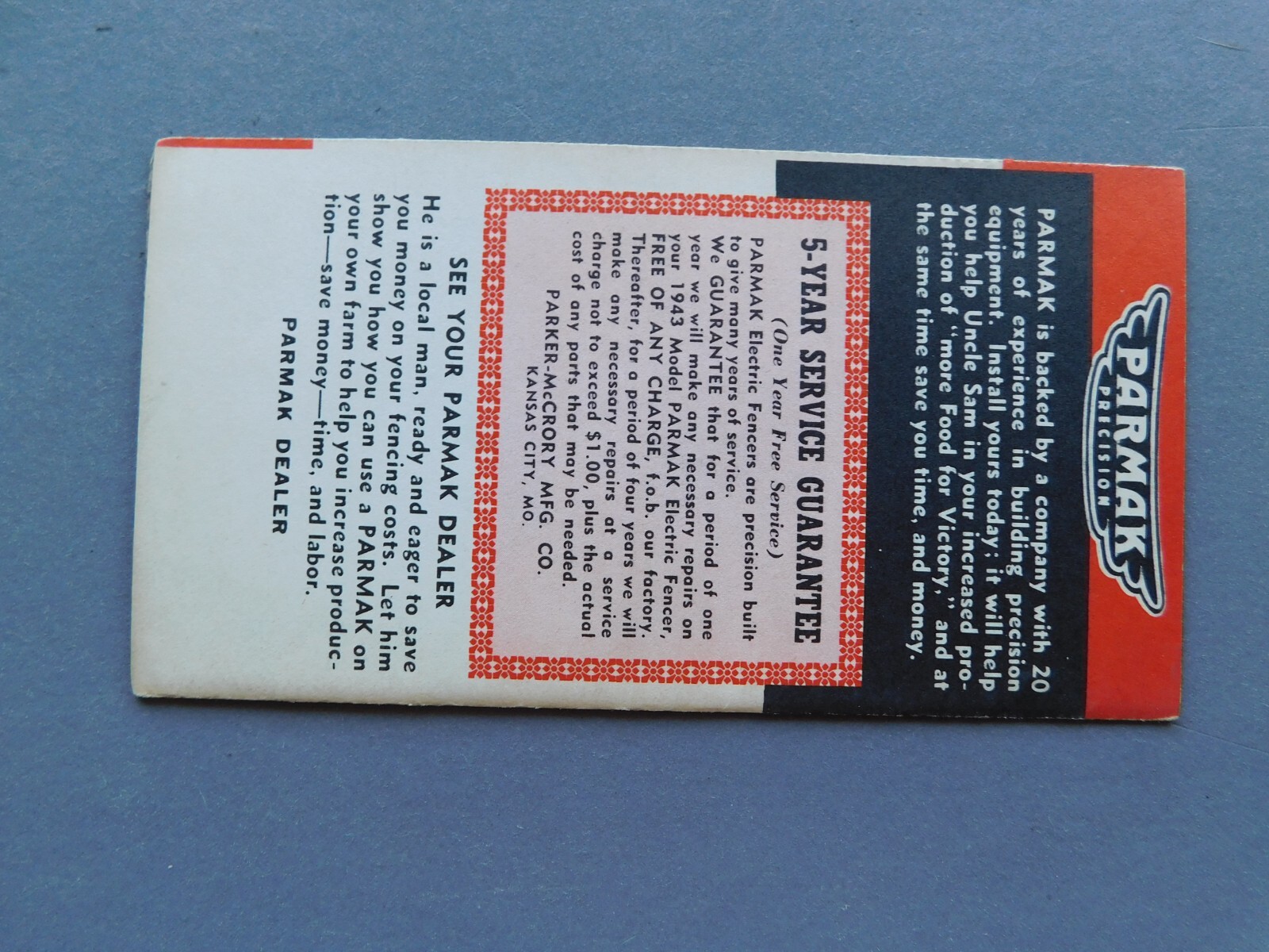Parmak Precision Electric Fencing – 1943 advertisement brochure