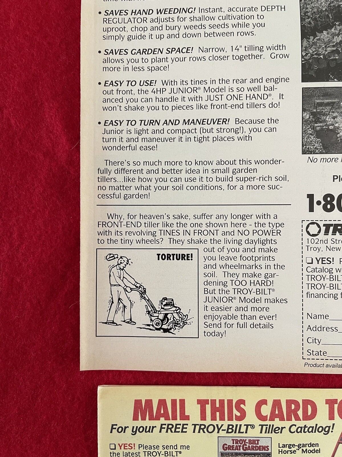 Vintage 1994 Troy Bilt 4HP JR Tiller Print Ad