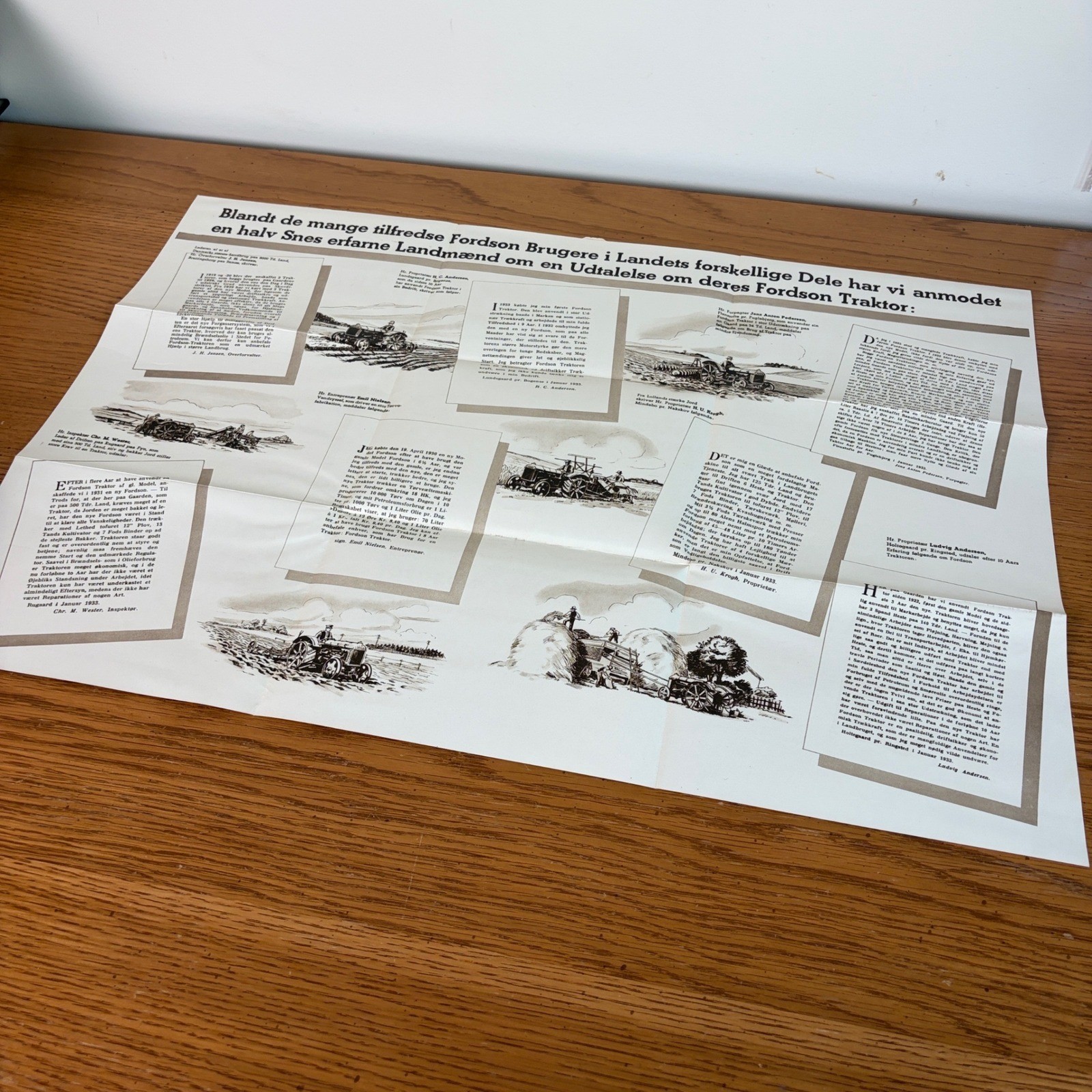 Vintage 1933 Fordson Tractor Danish Sales Brochure & Poster Ford Engelsk Produkt
