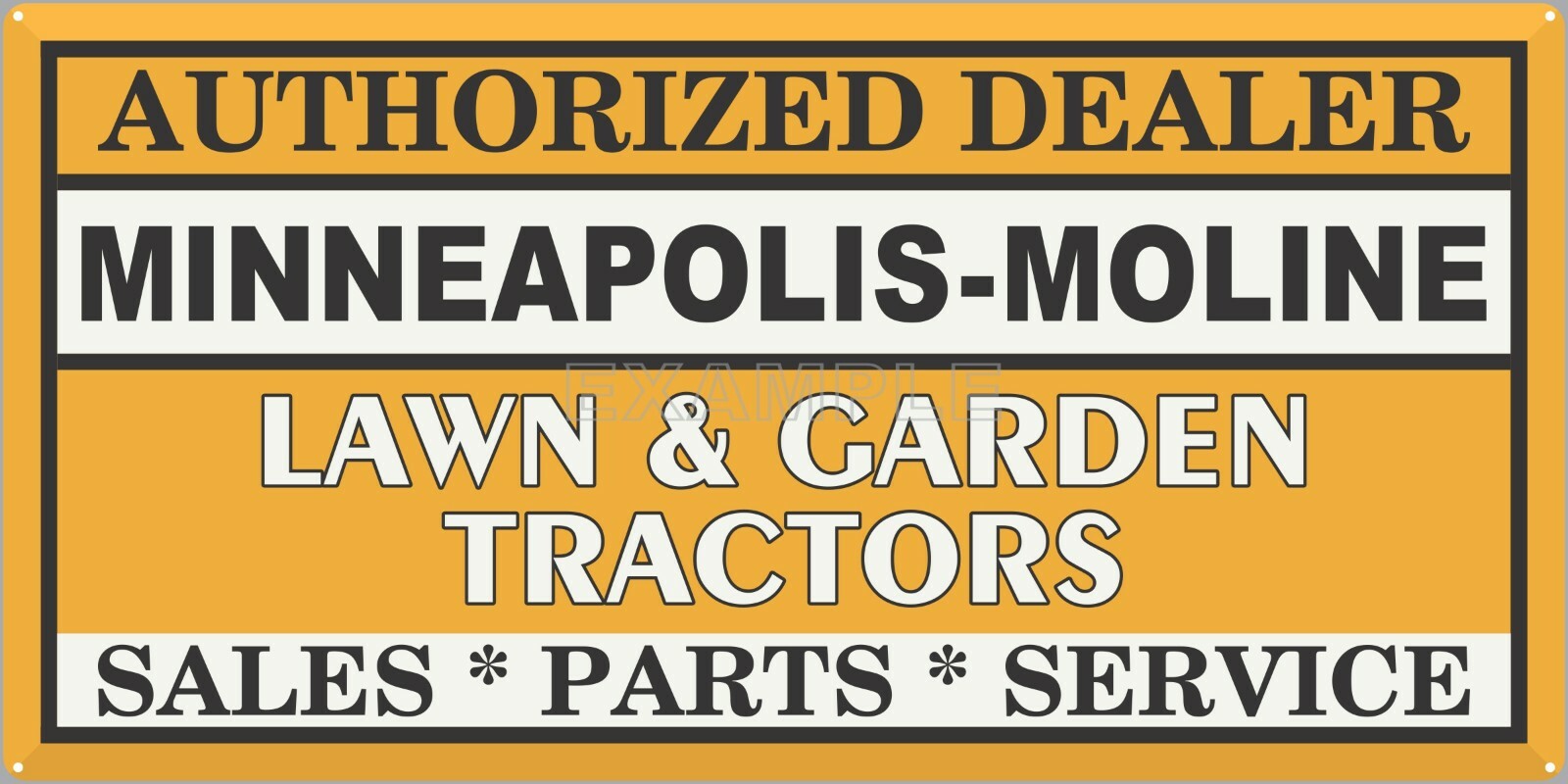 MINNEAPOLIS MOLINE LAWN GARDEN TRACTOR DEALER SIGN REMAKE ALUMINUM SIZE OPTIONS