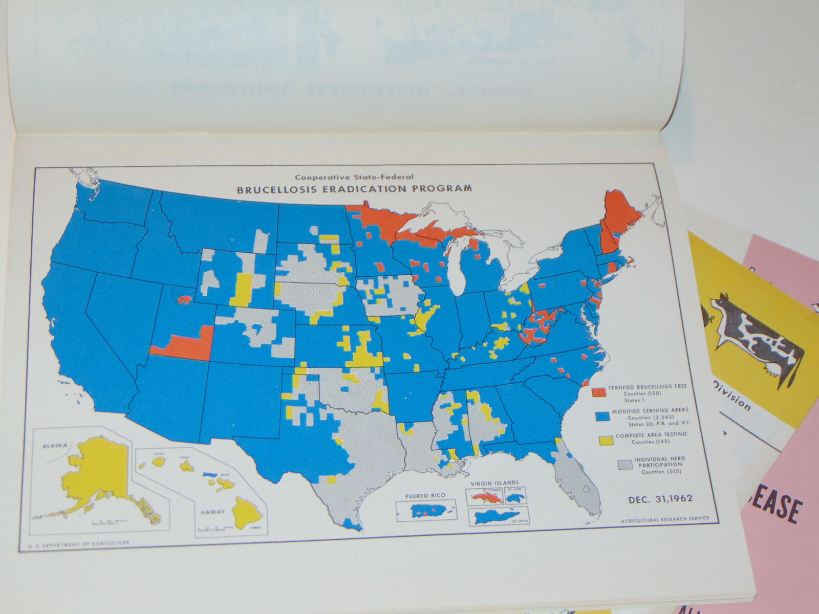 VINTAGE 1950s-60s USDA ANIMAL TUBERCULOSIS ERADICATION TB MANUAL! SMALL POSTERS!