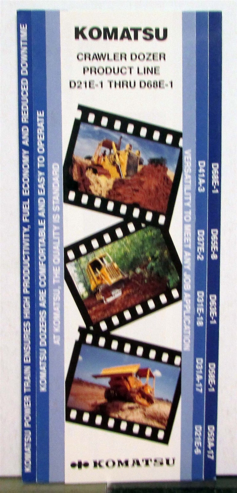 1987 Komatsu D21E-D68E Crawler Dozer Product Line Specs Construction Brochure