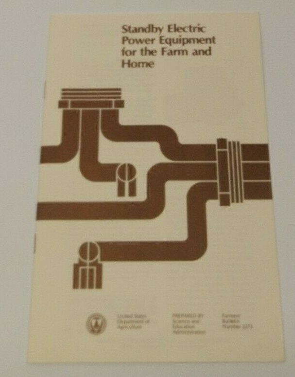 1980 Farmers Bulletin 2273 Standby Electric Power Equipment for the Farm & Home