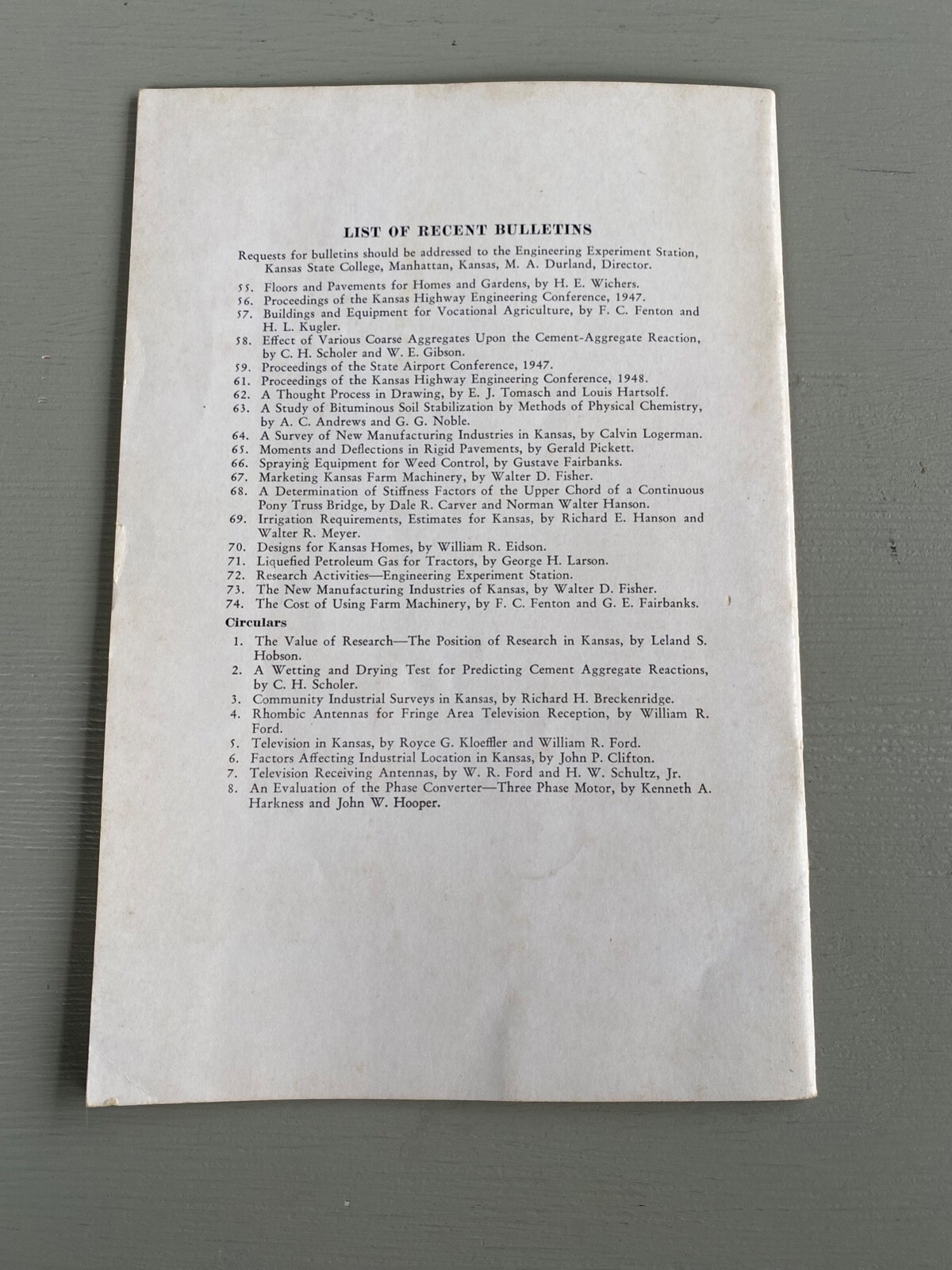 Vintage Kansas State College Bulletin Cost of Using Farm Machinery Book 1954