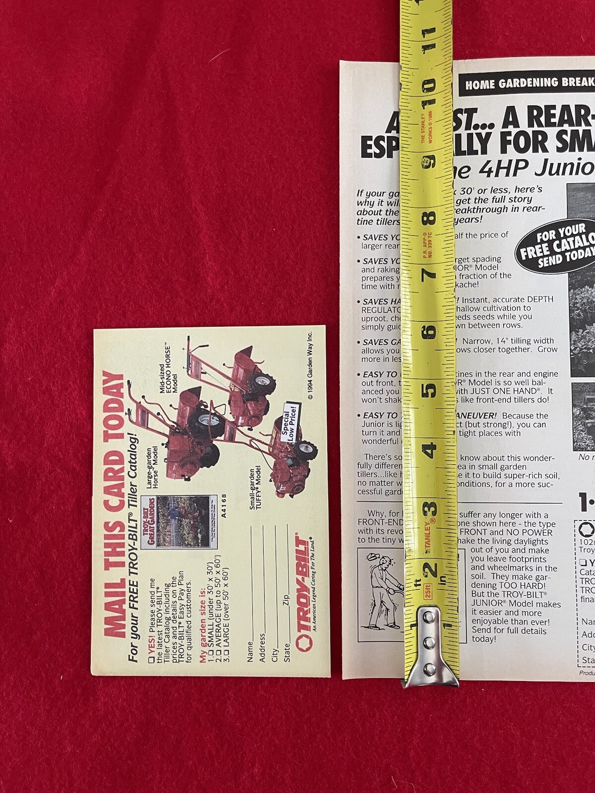 Vintage 1994 Troy Bilt 4HP JR Tiller Print Ad