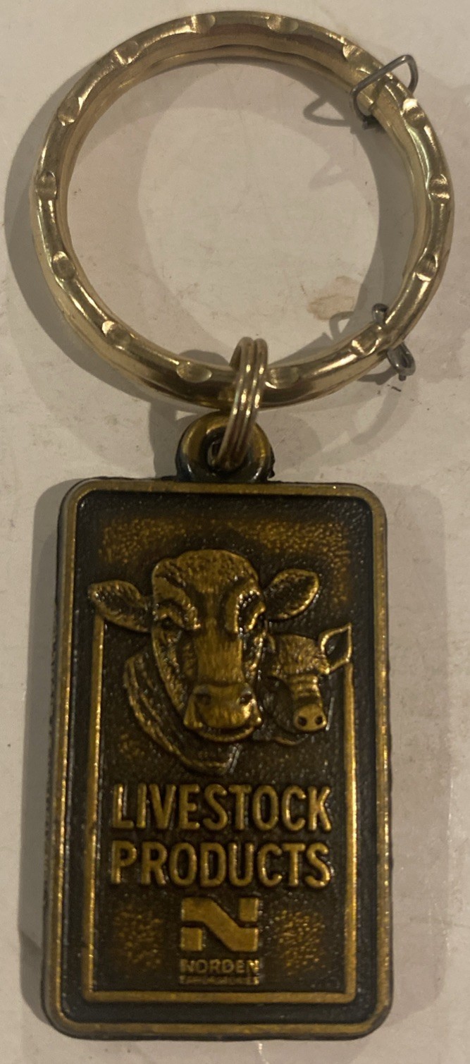 Vintage 1970S Livestock Products Brass Key Ring Hastings, NE