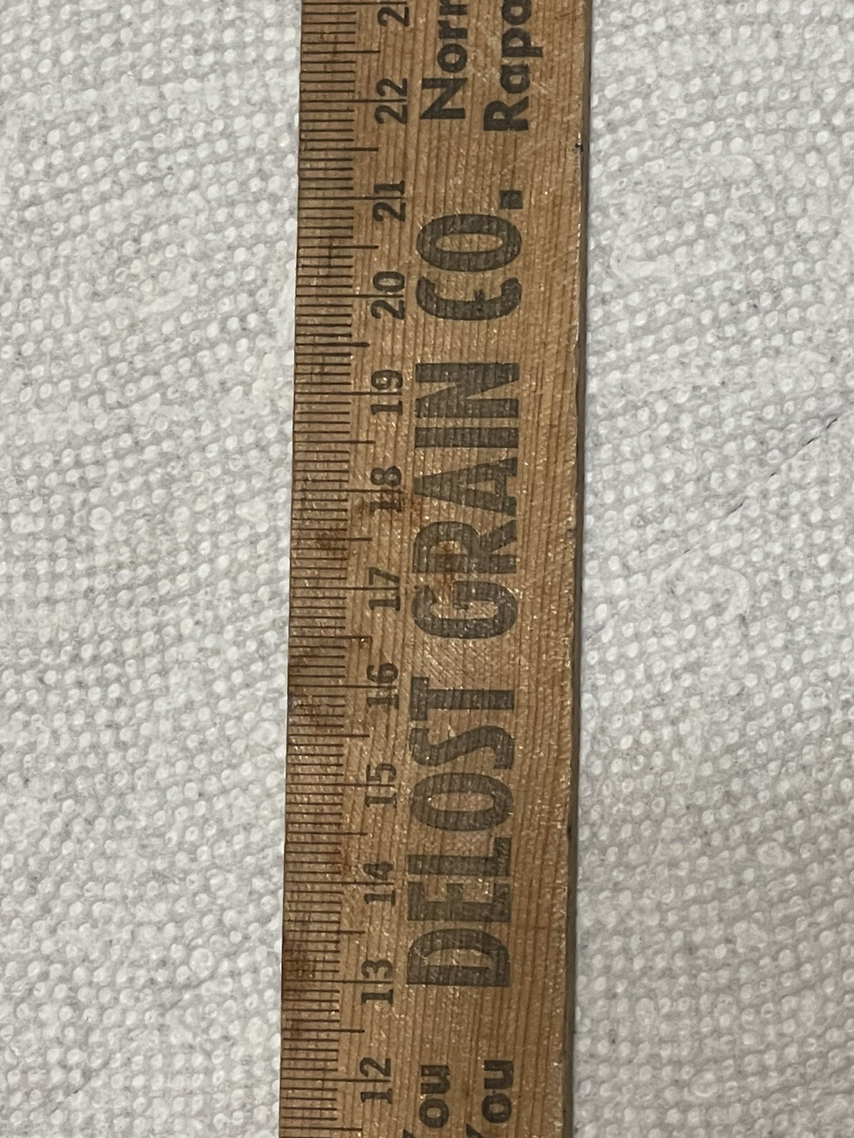 Vintage Wooden Ruler Delost Grain Co. Norris, Illinois/Rapatee Il.Farm Ag Ad