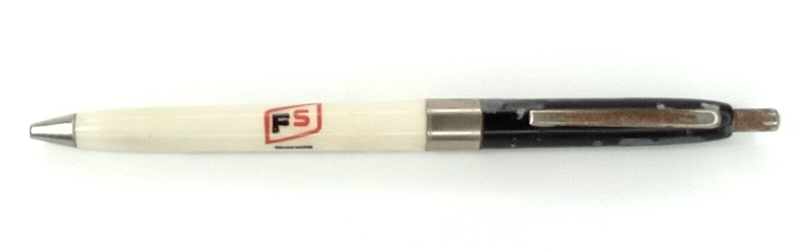 Vintage Pilot FS Farm Services Advertising Ink Pen White & Black Barrel 1960s