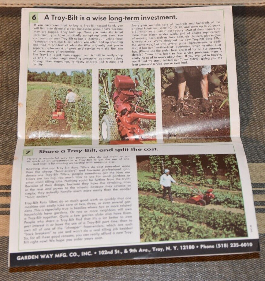 TROY-BILT Roto Tillers Two Machines In One Ephemera Vintage Brochure