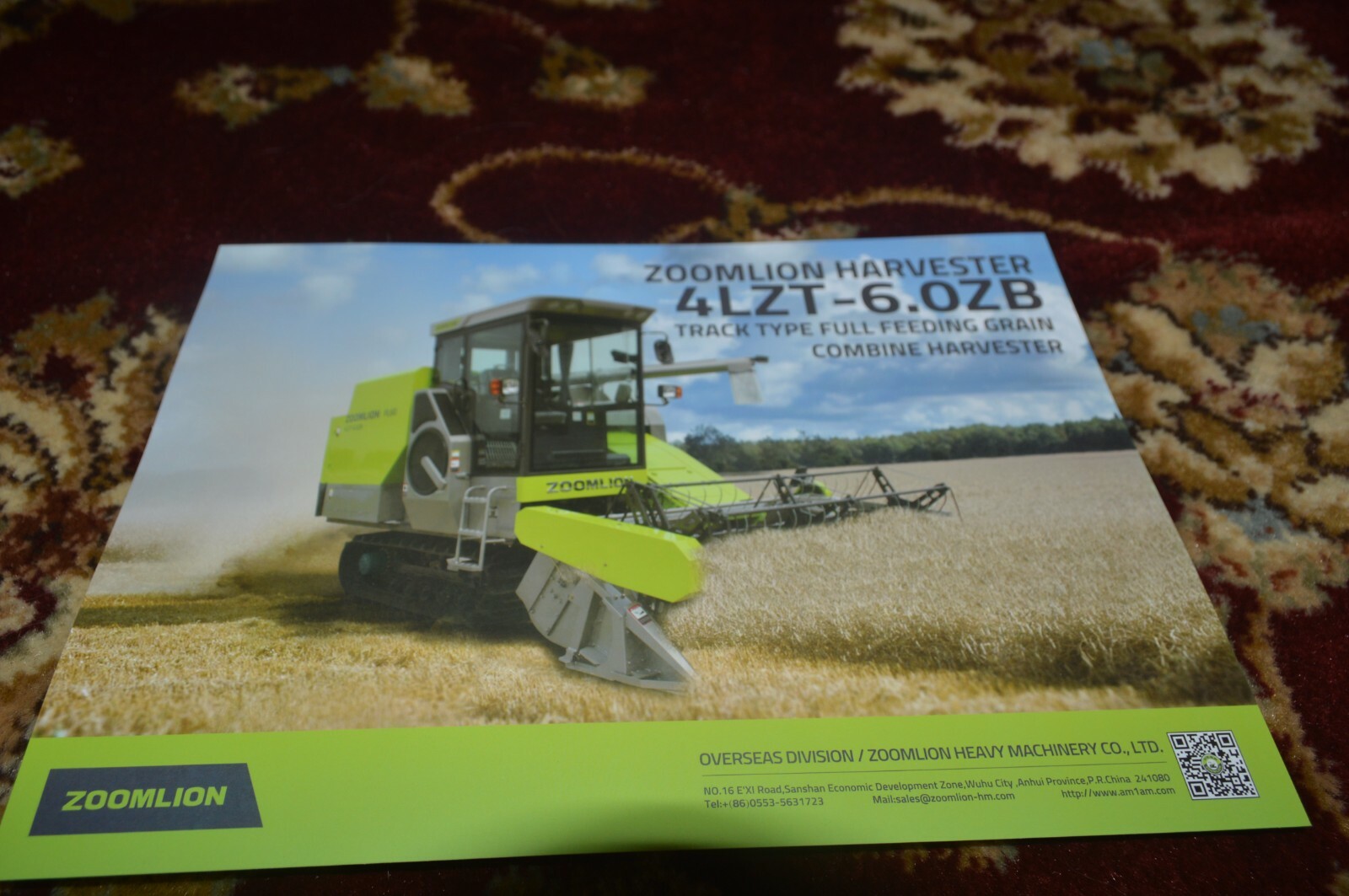 Zoomlion 4LZT-6.0ZB Combine Harvester Brochure FCCA