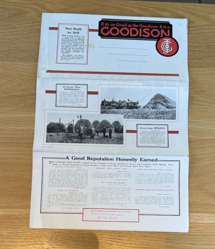 Original 1920s Goodison Threshing Machine Advertising Brochure – Agricultural