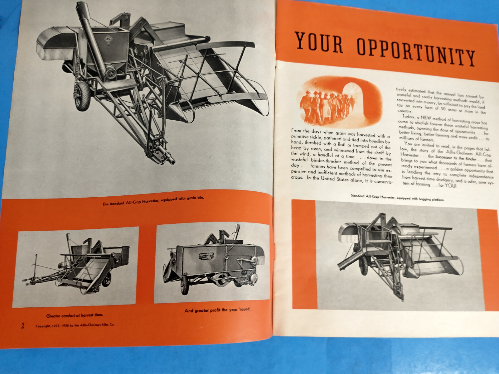 ALLIS CHALMERS HARVESTER ALL CROP TRACTOR 1938 BROCHURE ORIGINAL FARM