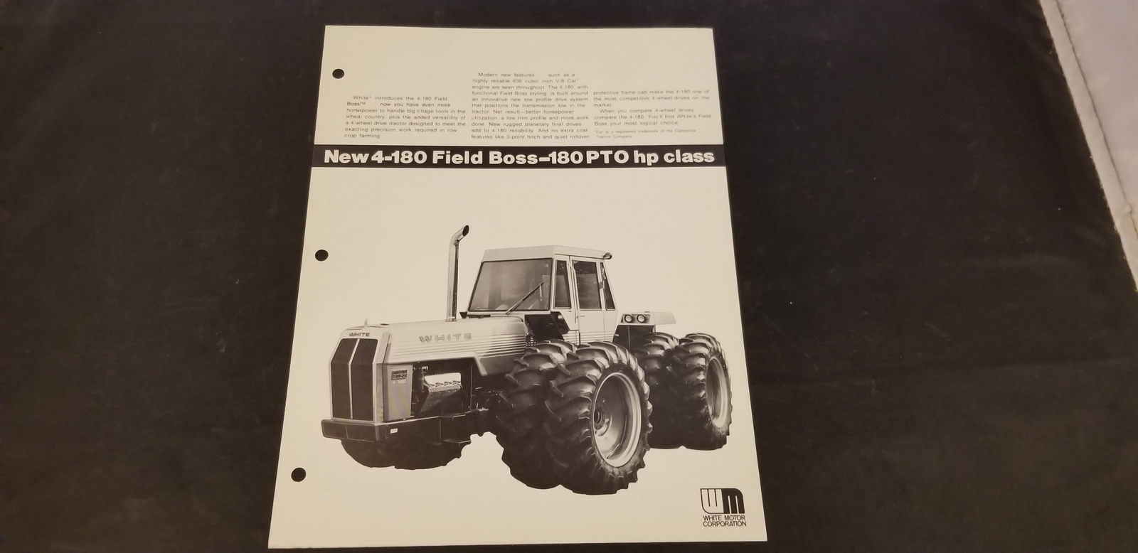 White Farm Equipment 4-180 Field Boss 180 PTO Horse Power Tractor Spec Sheet