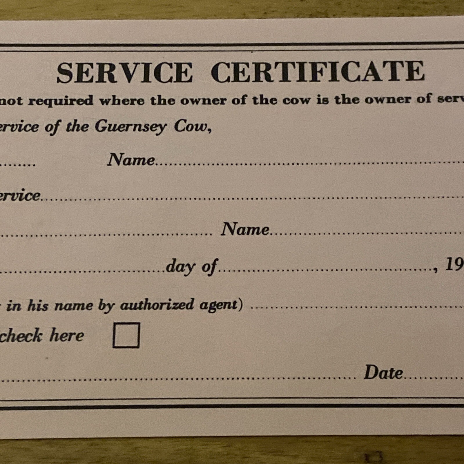 The American Guernsey Cattle Club (Peterborough, NH) Certificate Of Service