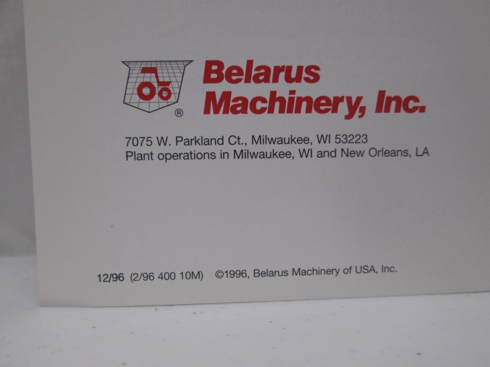 Belarus 400 Series Tractors 57 HP 400A 405A 420A Brochure Specifications 1996