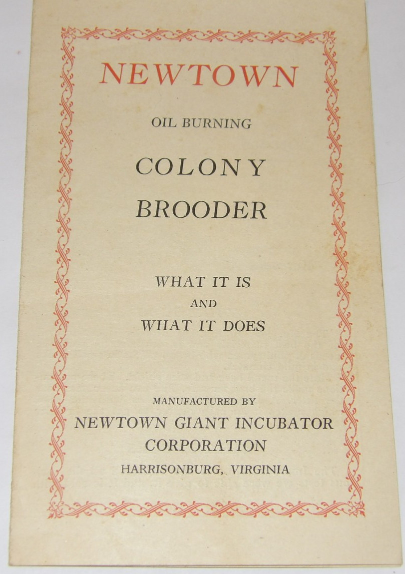 VINTAGE 1925 NEWTOWN OIL LAMP-HEATED INCUBATORS BROCHURES! 4 PCS/HARRISONBURG,VA