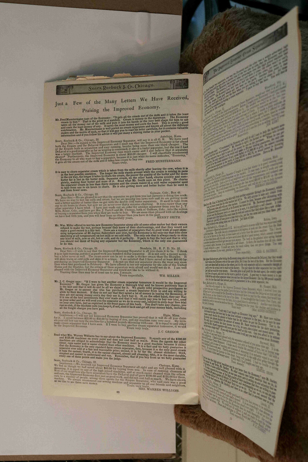 Antique 1907 Sears Roebuck Economy Cream Separator Catalog/Advertising Brochure