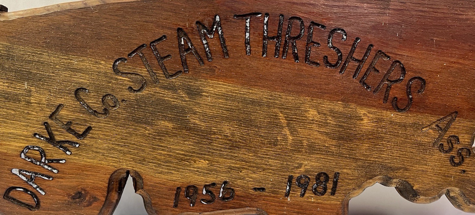 VINTAGE 1981 DARKE COUNTY STEAM THRESHERS ASSOC GREENVILLE OHIO 22&Prime; WOOD SIGN