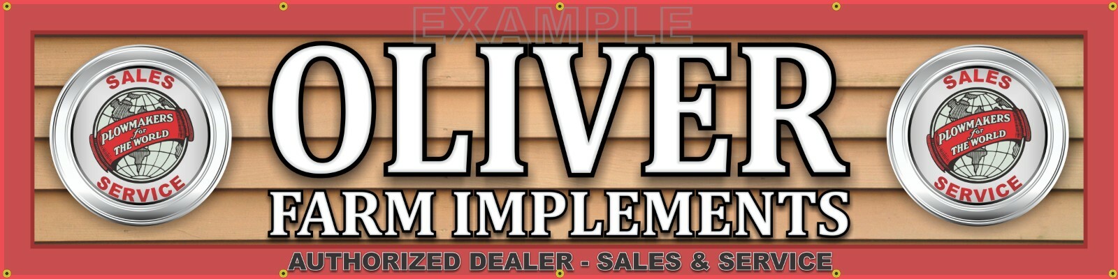 OLIVER TRACTOR FARM IMPLEMENTS DEALER LETTER SIGN REMAKE BANNER MURAL 24&Prime; x 96&Prime;