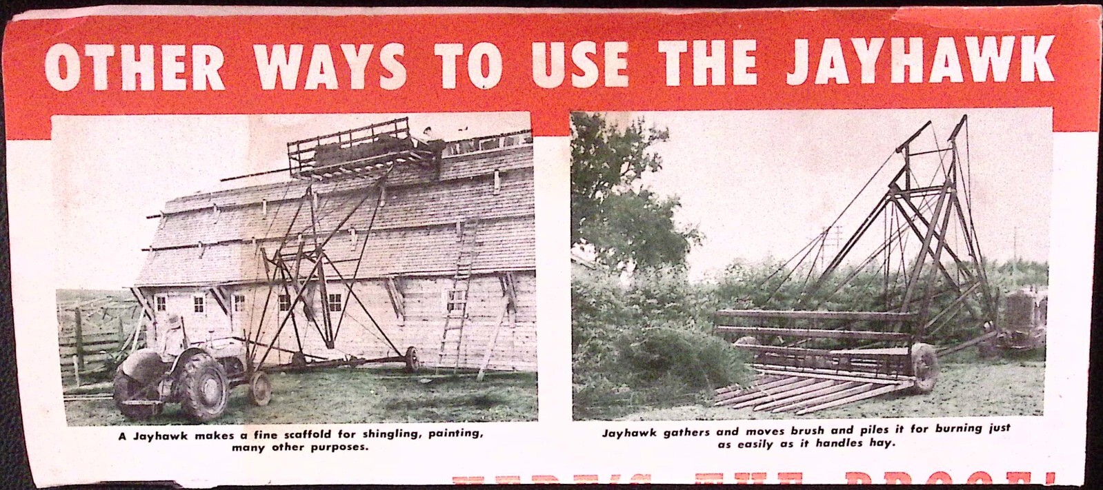 1953 Jayhawk Improved Automatic Hay Loader Stacker Sweeprake Brochure
