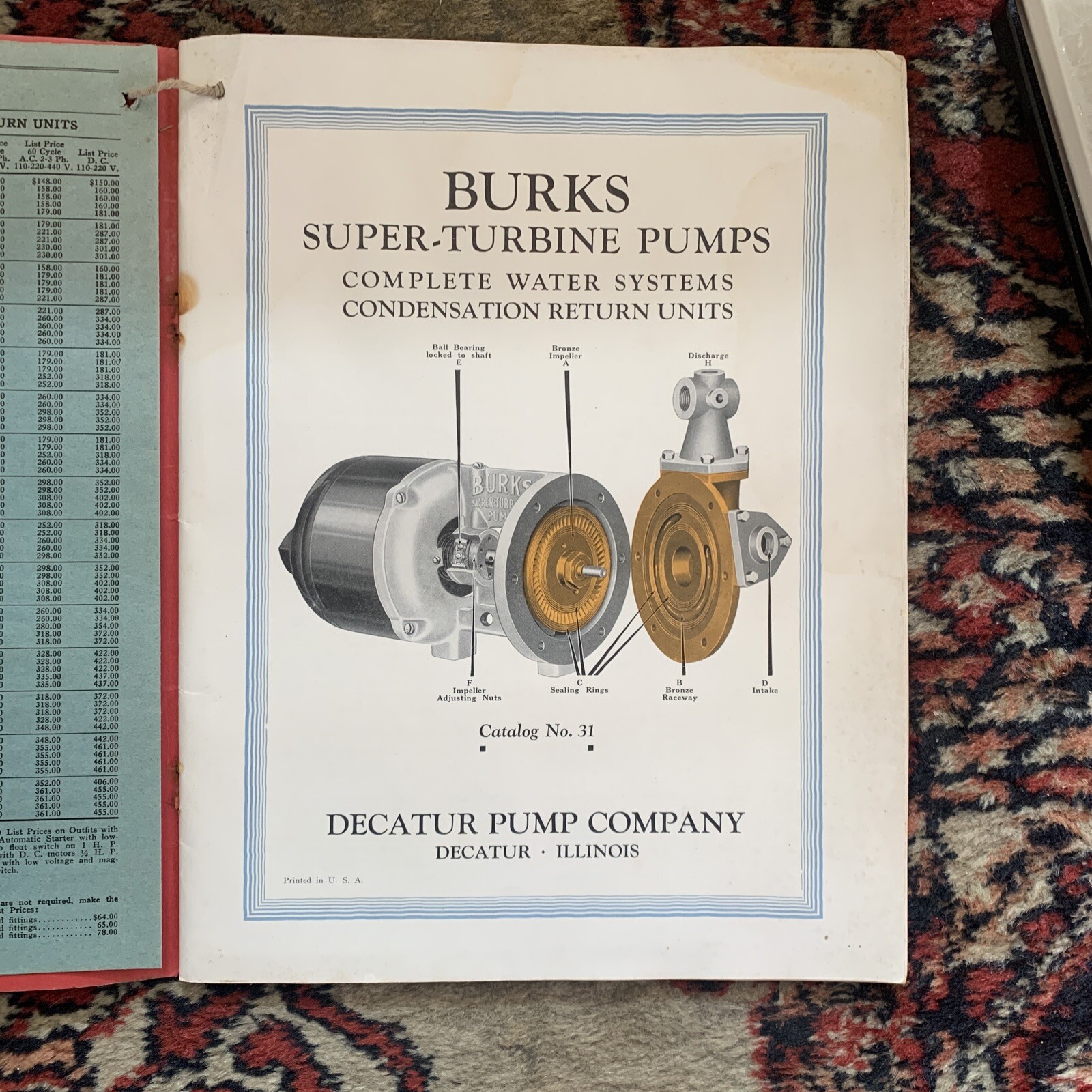 1933 Decatur Pump Company Catalog No 31. Display copy from farm store.
