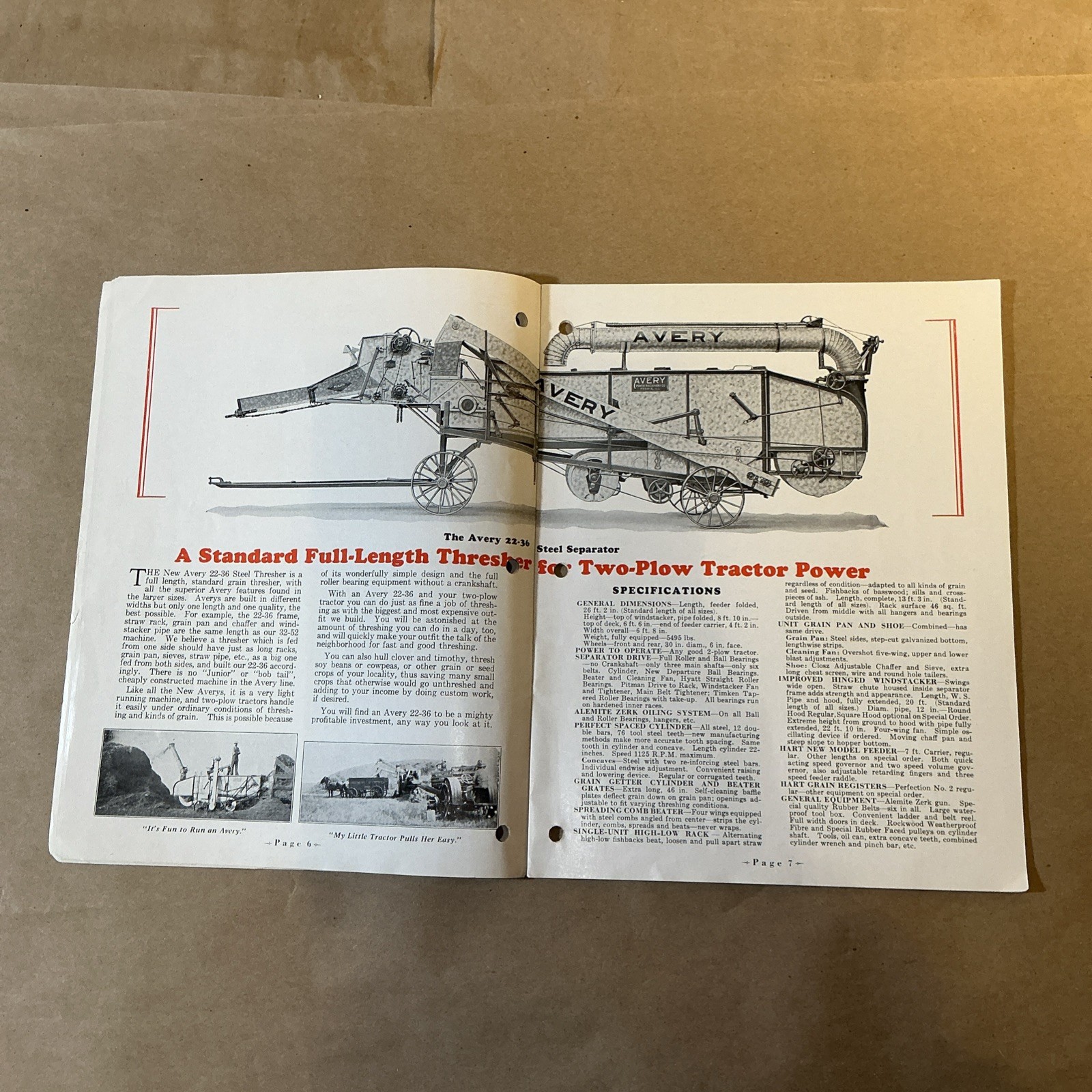 Vintage Original Threshers Catalog Avery Power Machinery Co. As Is INV-P1059
