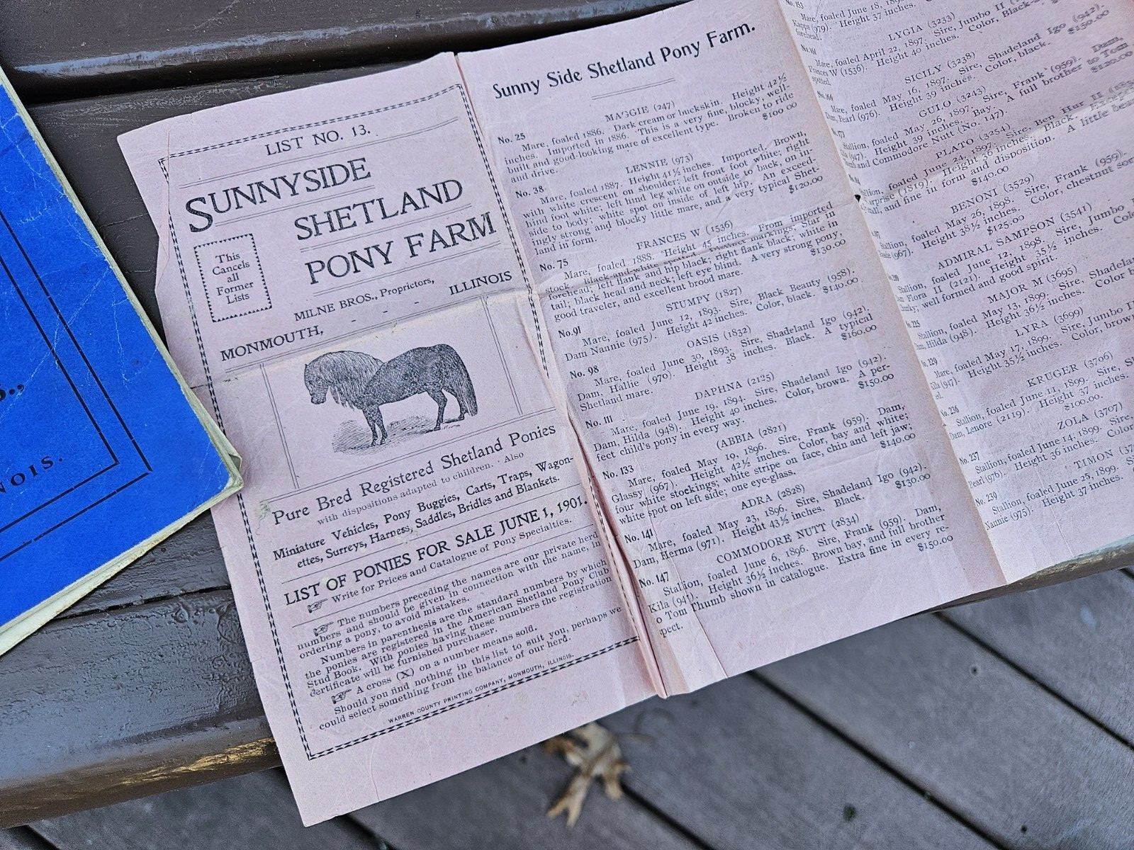 Sunny Side Shetland Pony Farm Catalog & Brochures Monmouth ILL. 1902 +