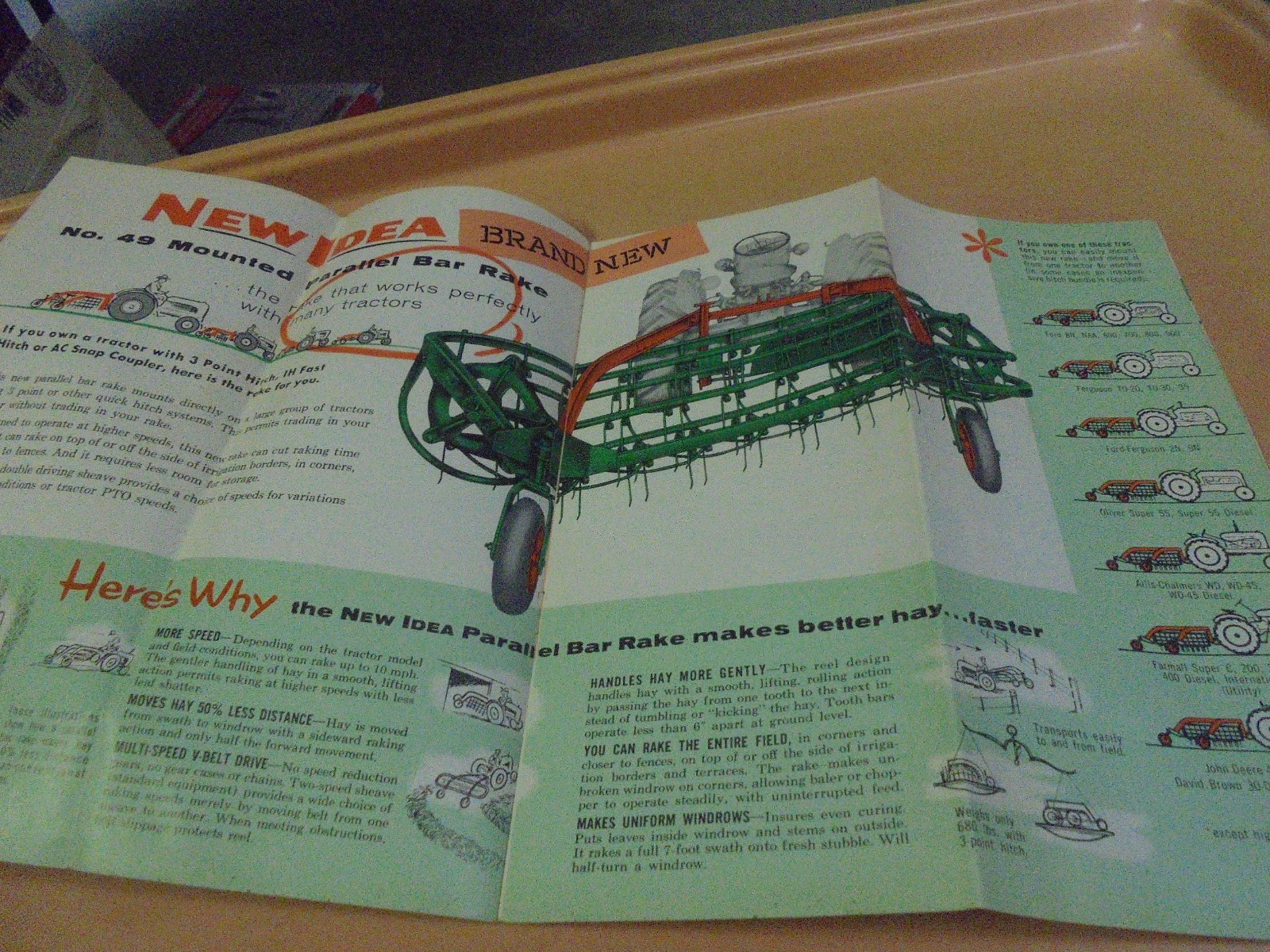 Vintage 1956 New Idea No. 49 (PTO) Rake Brochure