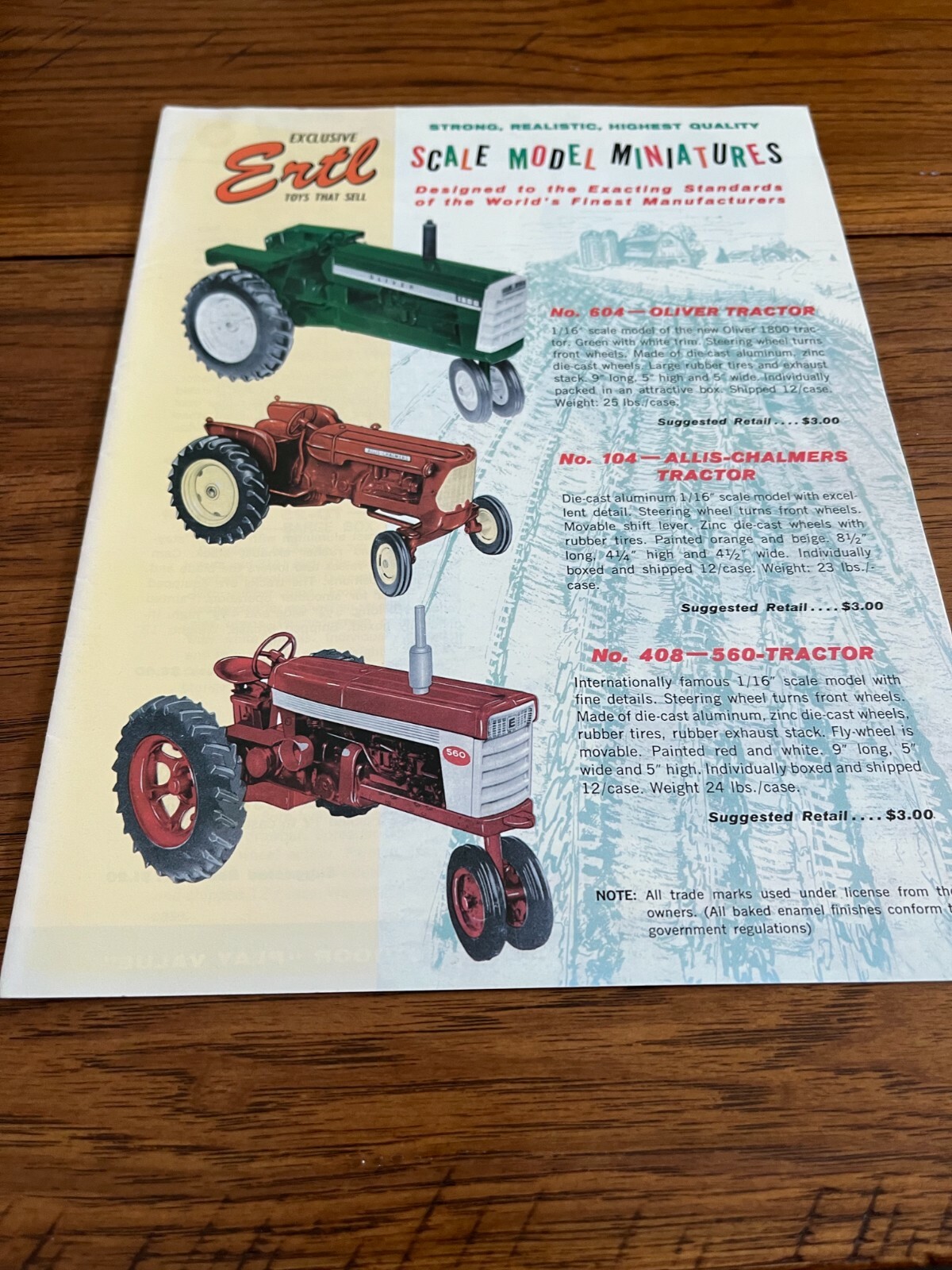 Ertl Toy Catalog For 1960 Brochure FCCA Toy Farmer REPRODUCTION