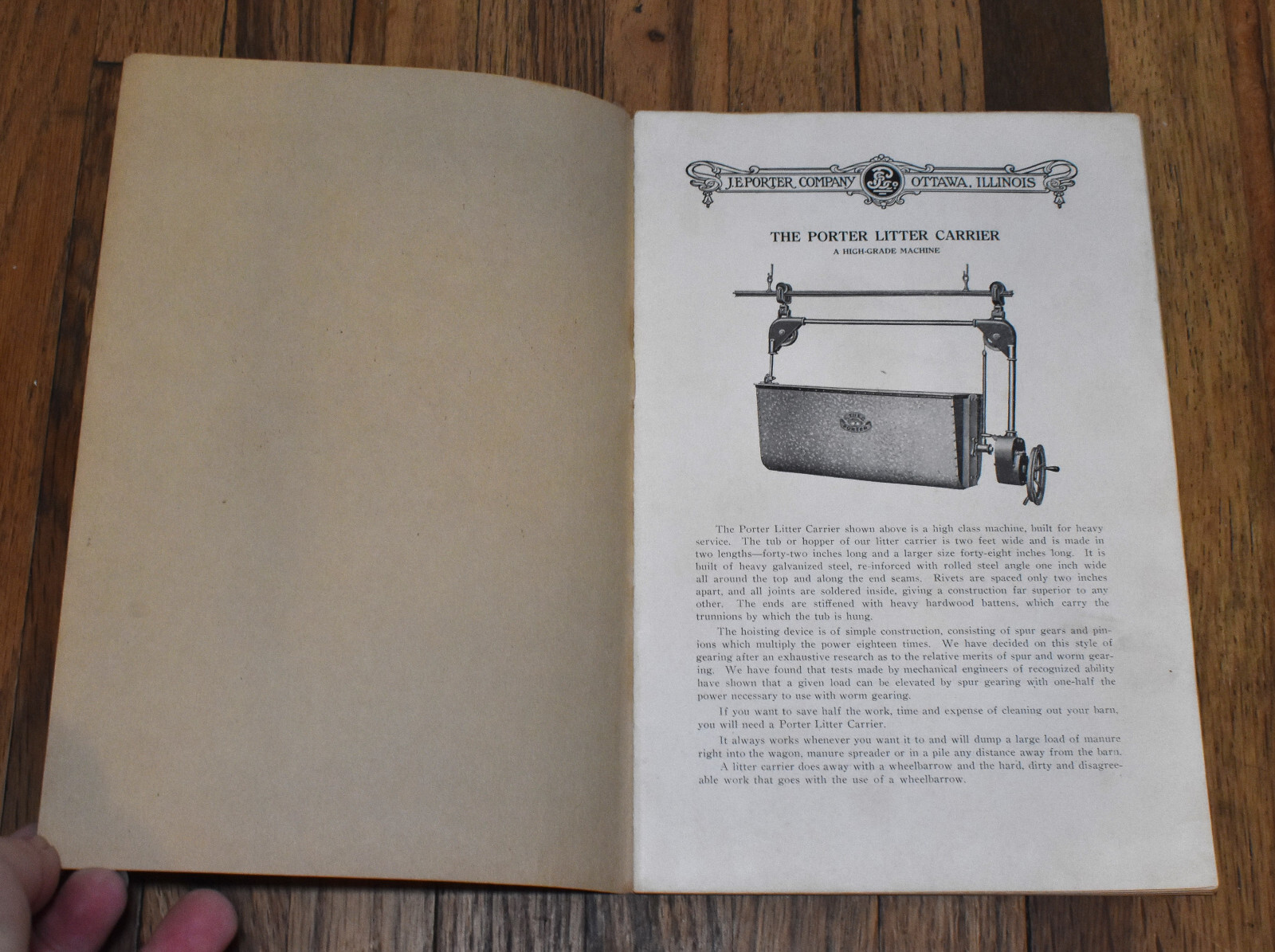 Vintage 1920s J.E. Porter Company Feed Litter Carriers Farm Sales Catalog Book