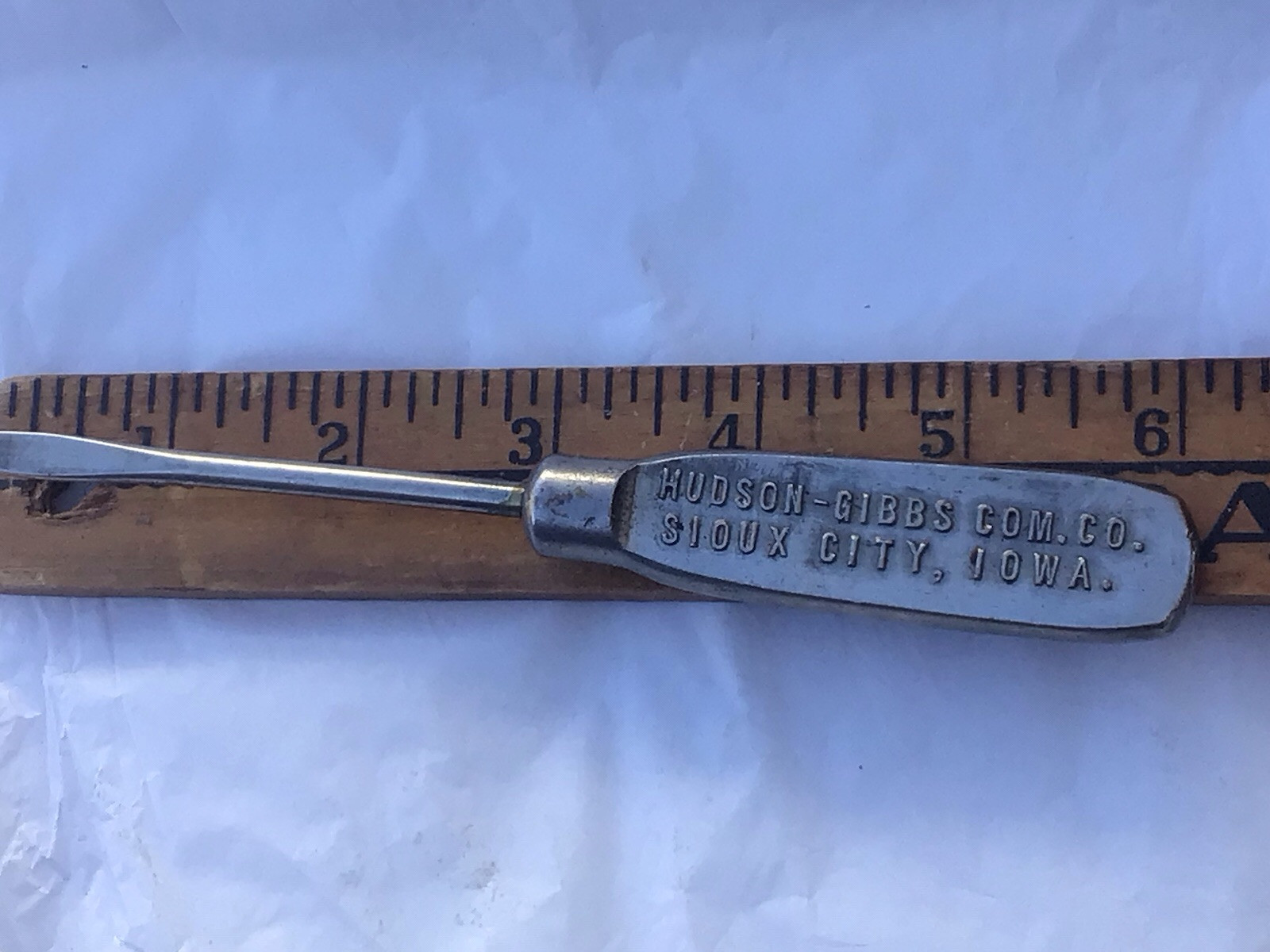 Vintage Screwdriver Hudson Gibbs Livestock Comm Sioux City Iowa Advertising